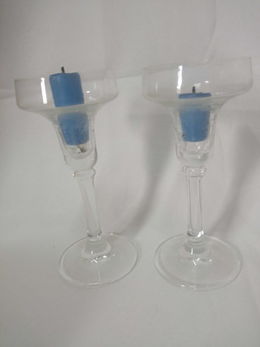 2 x szklany świecznik 15,5cm