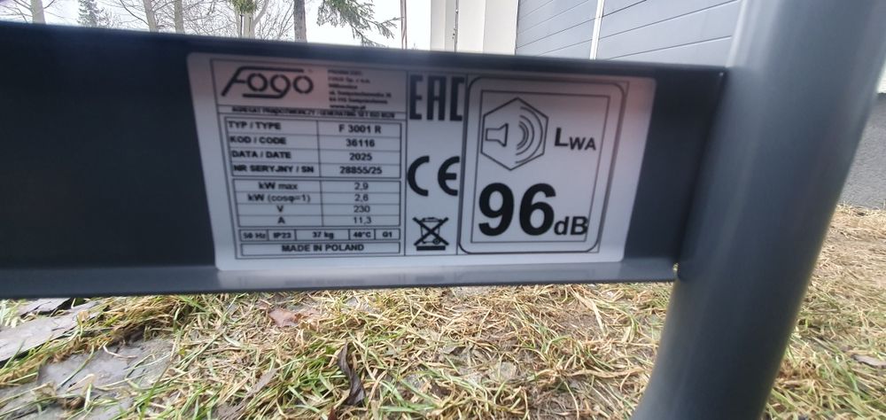 Agregat prądotwórczy fogo F 3001 F