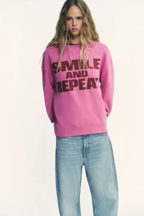 світшот з вареним ефктом Smiley, Zara