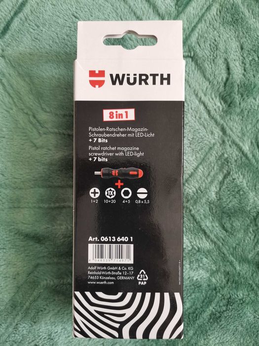 WURTH !!! Wkrętak łamany z magazynkiem LED !!!