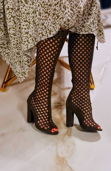 Kozaki ażurowe kolor oliwkowy LATO Roz.35