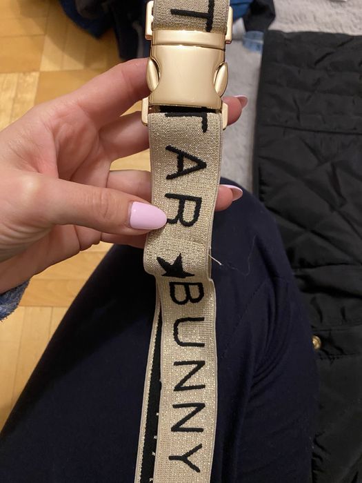 Bunny The star pasek złoty czarny na gumie