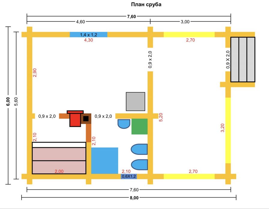 Дерев'яний зруб (сруб) з дикої або оциліндров колоди з смереки(ялина)