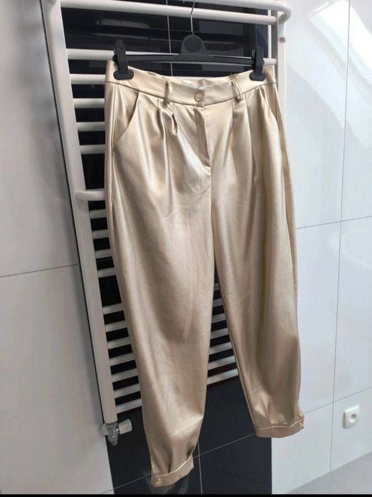 Eleganckie, efektowne spodnie z eco skóry – BASTET – rozmiar XL (42)