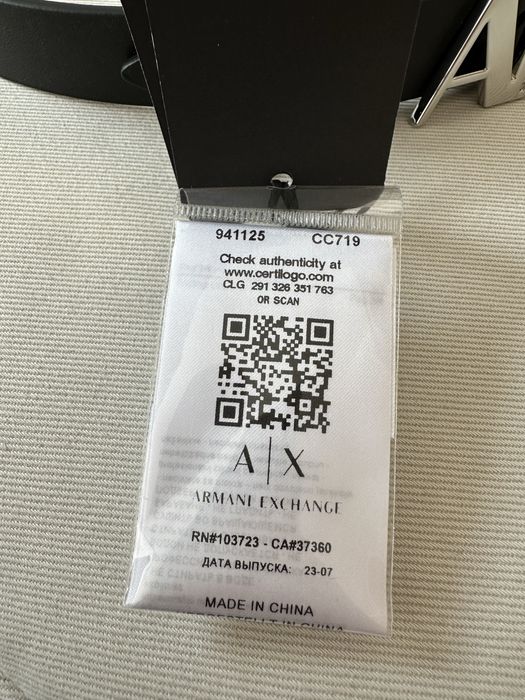 Pasek AX czarny skórzany Armani Exchange 90cm unisex