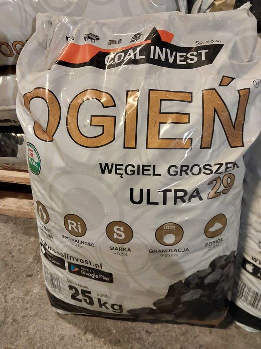 Węgiel groszek workowany Ogień Ultra 29MJ/kg skład opału transport HDS
