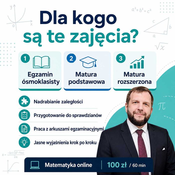 Korepetycje z matematyki online - egzamin ósmoklasisty i matura