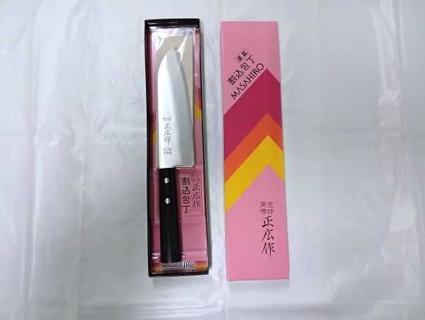 Японский кухонный нож Masahiro MC-80 Santoku 165 мм Shirogami2 , новый в коробке