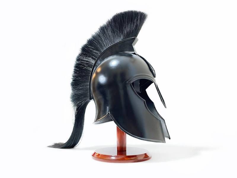 Capacete de Aquiles; Coríntio Grego-Romano; com pluma