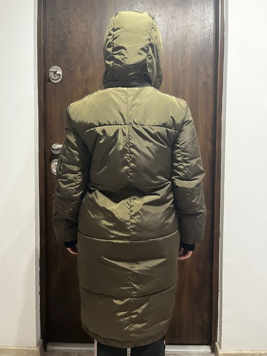 Puchowa kurtka płaszcz puchowy damski Fish Cropp militarna