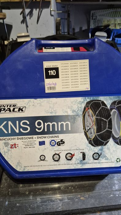 łańcuchy śniegowe niebieskie opakowanie