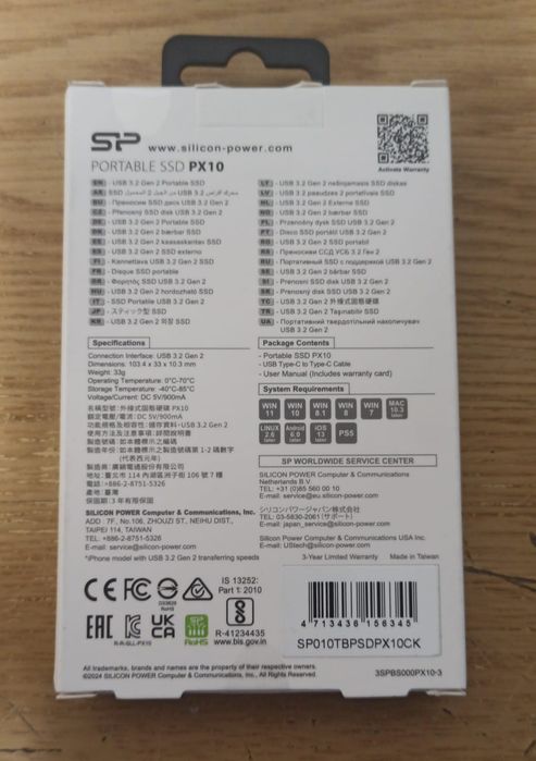 Silicon Power SSD Portátil PX10 1TB USB 3.2 - Preto (novo e selado )