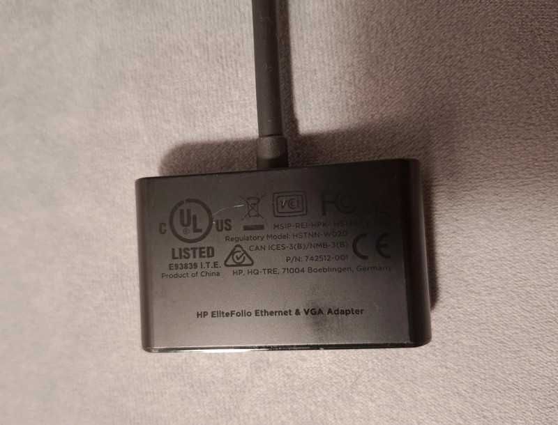 HP Elite Folio Dock Connector Ethernet & VGA Adapte