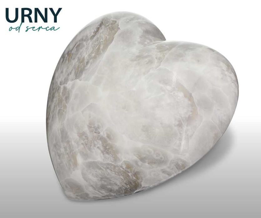 Elegancka urna pogrzebowa w kształcie serca, szary marmur