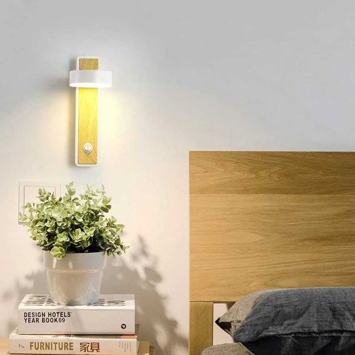 Lampa Ścienna Kinkiet na Ścianę Lampka Biała z włącznikiem nad Obraz
