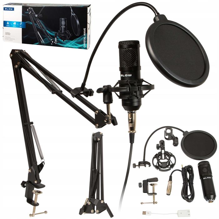Mikrofon Do Komputera USB Gamingowy Pojemnościowy Statyw/Filtr POP