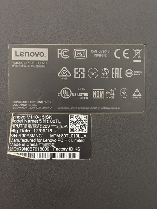 Ноутбук Lenovo V110-15ISK, i3, 8Gb