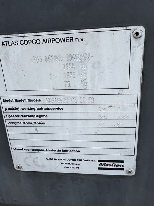 Kompresor srubowy Atlas copco xas186 zestaw do piaskowania