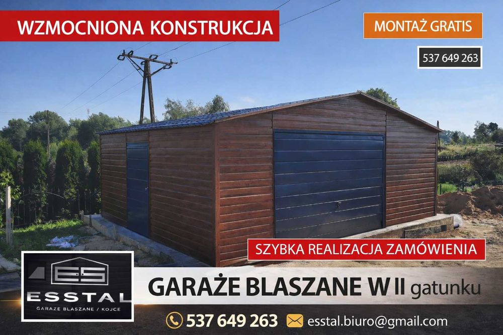Garaż Blaszany |Blaszak |Garaże| Drewnopodobny | Orzech | - ESSTAL -