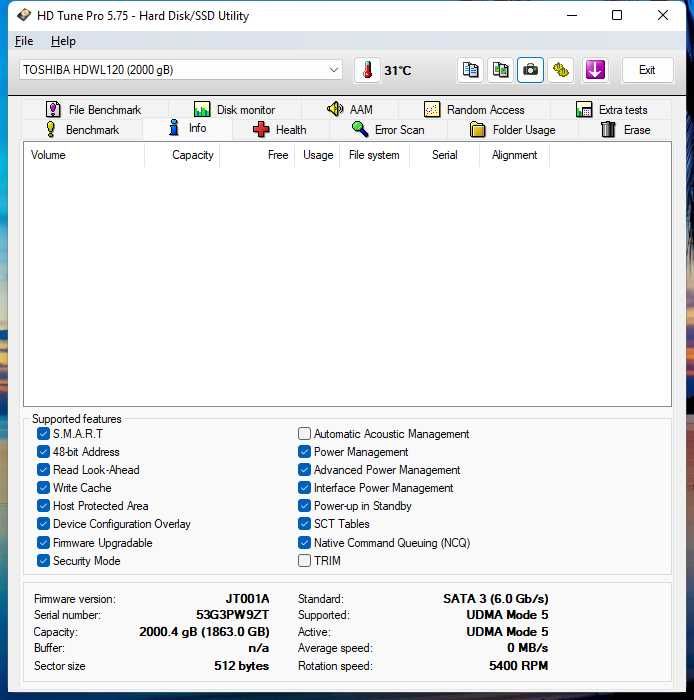 Dysk HDD 2TB Toshiba L200 2,5" (HDWL120)