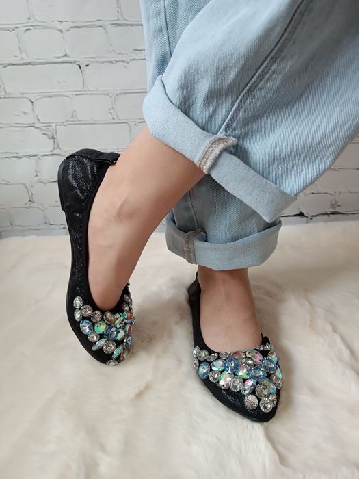 Baletki na gumce z kryształami 37