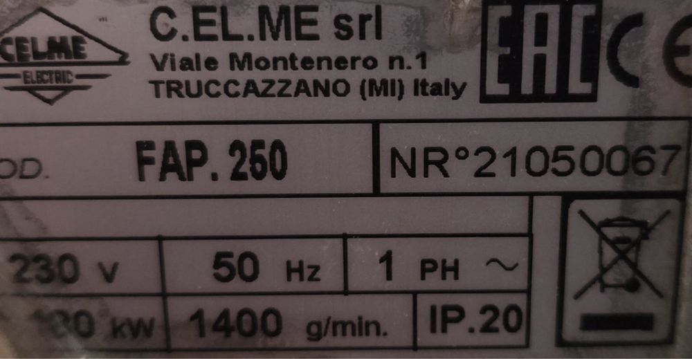 krajalnicę CELME FAP 250
