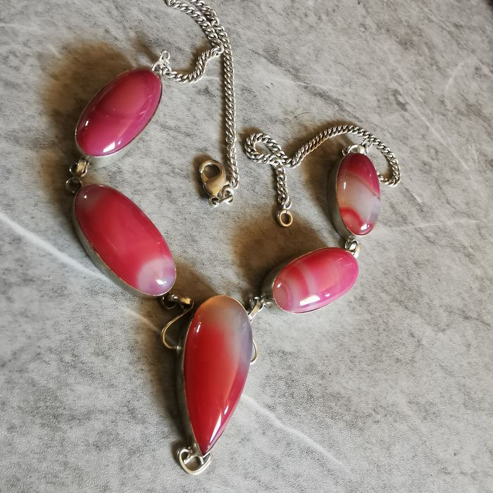 Kolia / naszyjnik rozowy Agat