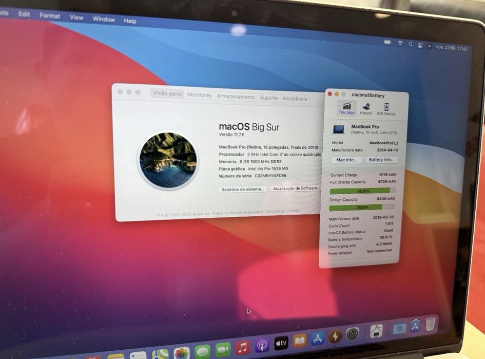 MacBookd Pro de 15 retina - late 2013 (8gb/256gb)