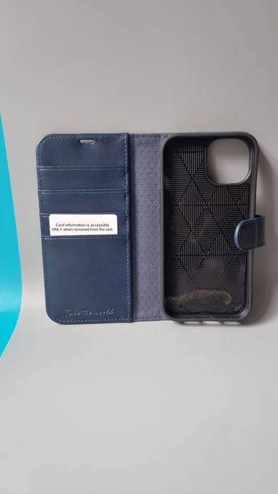 Etui Portfelowe do iPhone 15  6,1 granatowy, RFID