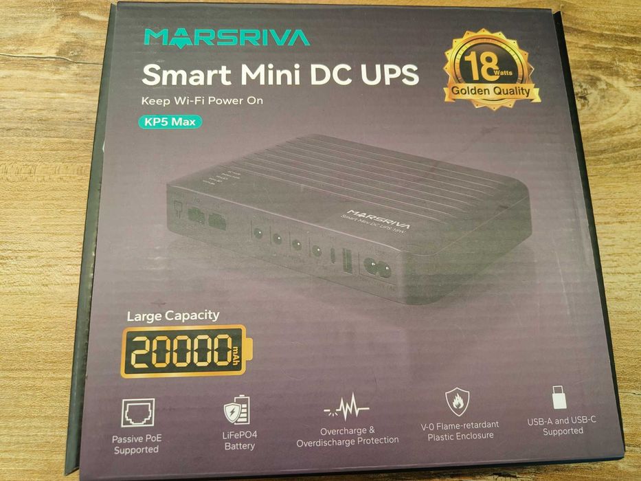 Mini DC UPS, ДБЖ для роутера, Marsriva KP5 Max 20000 мАч LifePO4, батареї у комплекті