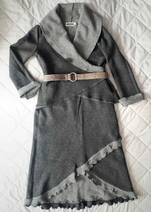 Wełniany Komplet Garsonka Aldona Sweter ze Spódnicą #wool, r.38/40