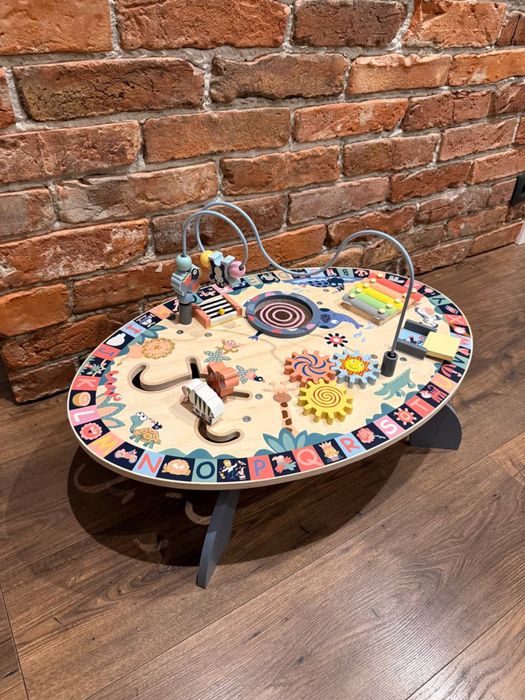 Drewniany stolik edukacyjny 7w1, muzyczny, sensoryczny