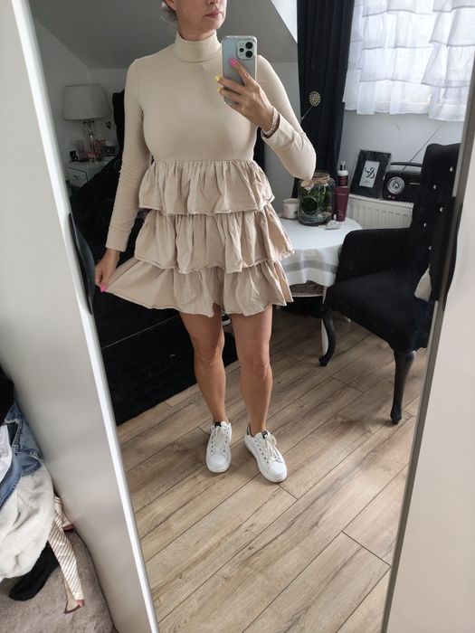 Andżela sukienka falbanki roz S/M