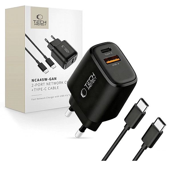 Tech-Protect Nca45W-Gan 2-Port Network Charger Pd 45W / Qc3.0 + Type-C