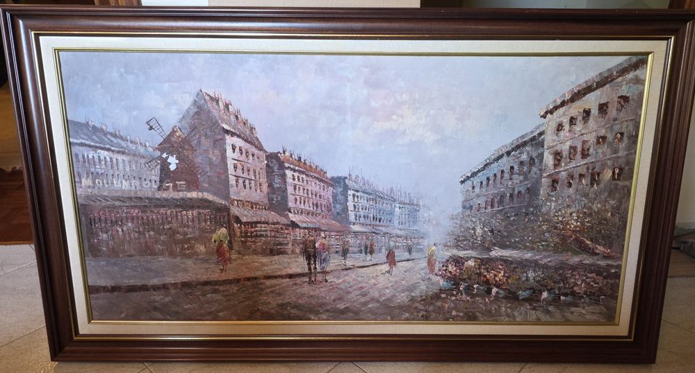Pintura antiga a óleo sobre tela , estilo parisiense
