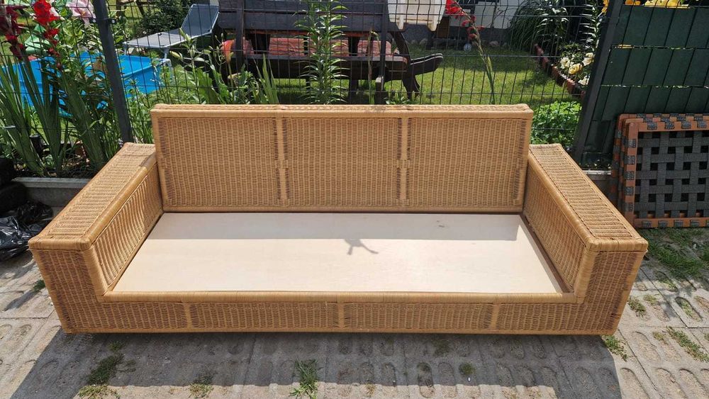 Sofa rattanowa 3os funkcja spania z rattanu ogrodowa naturalna RATTAN