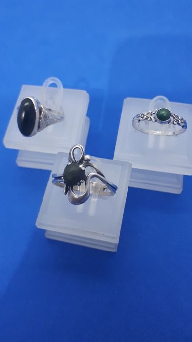 Кольца серебро 875пр. Нефрит.