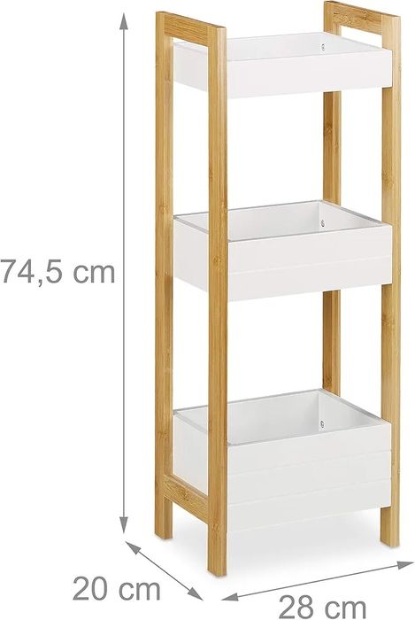 Relaxdays Regał łazienkowy z 3 koszami, kuchenny regał stojący bambus