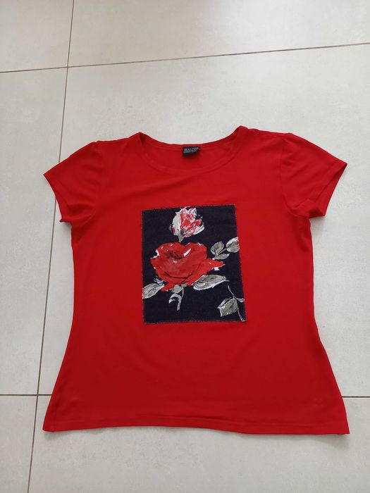 Bluzka damska czerwona z krótkim rękawem