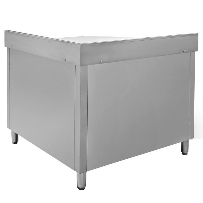 Stół gastronomiczny narożny z szafką i rantem Mega-M 100x60 stal