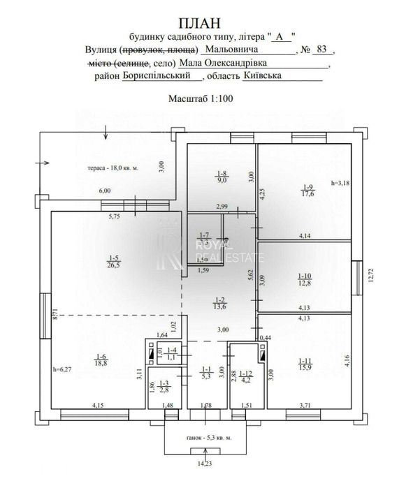 Продаж Будинок КМ COUNTRY VILLA Мала Олександрівка 130 м² 4 кімнати 5,01 сотки Закрита територія Високі стелі Паркінг