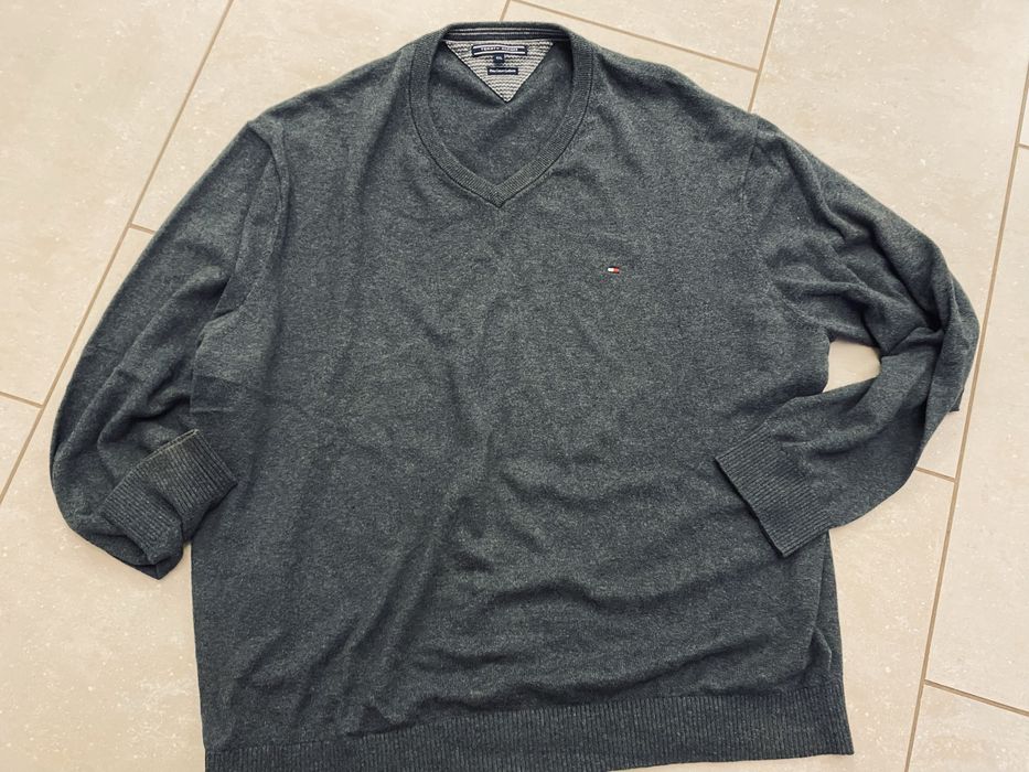 Tommy Hilfiger sweter męski 4XL  szary, extra stan, bawełna,kaszmir