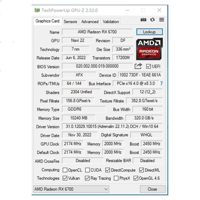 Відеокарта AMD Radeon RX 6700 10Gb