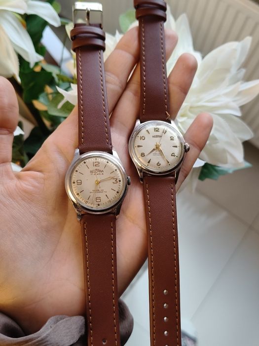 Zegarek męski mechaniczny Delbana ze skórzanym paskiem 17 kamieni