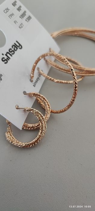 Kolczyki 3 pary pozłacane