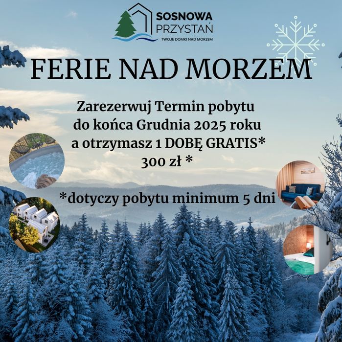 FERIE 4+1 DOBA GRATIS! Domki nad morzem,Jacuzzi,2pokoje,2WC