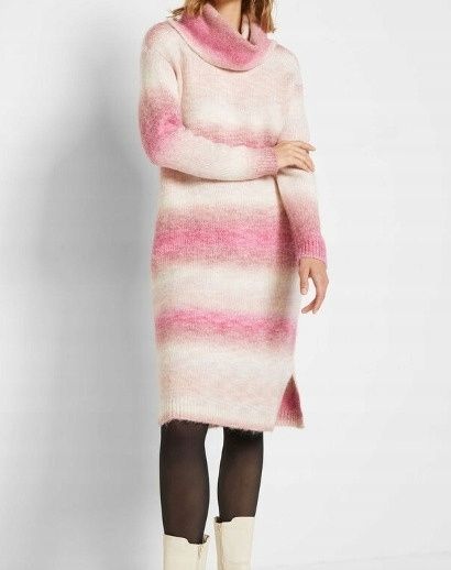 B.P.C sukienka dzianinowa różowa z golfem r.40/42