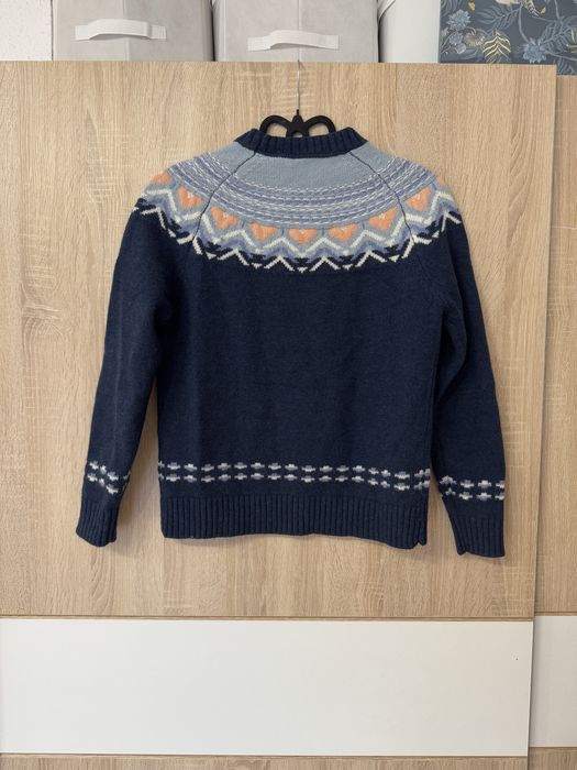 Sweter KariTraa XS wzorki śliczny damski 70% wełna jak nowy