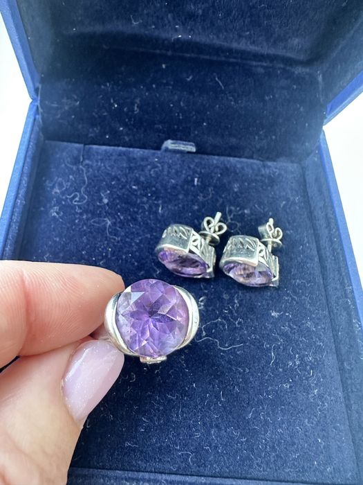 Серебренный комплект с аметистом