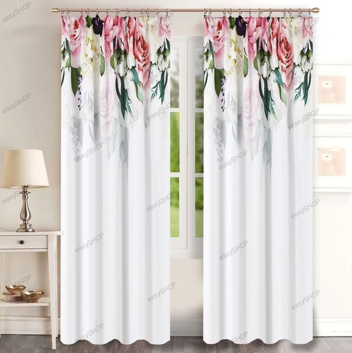 2 zasłony we wzory roślinne